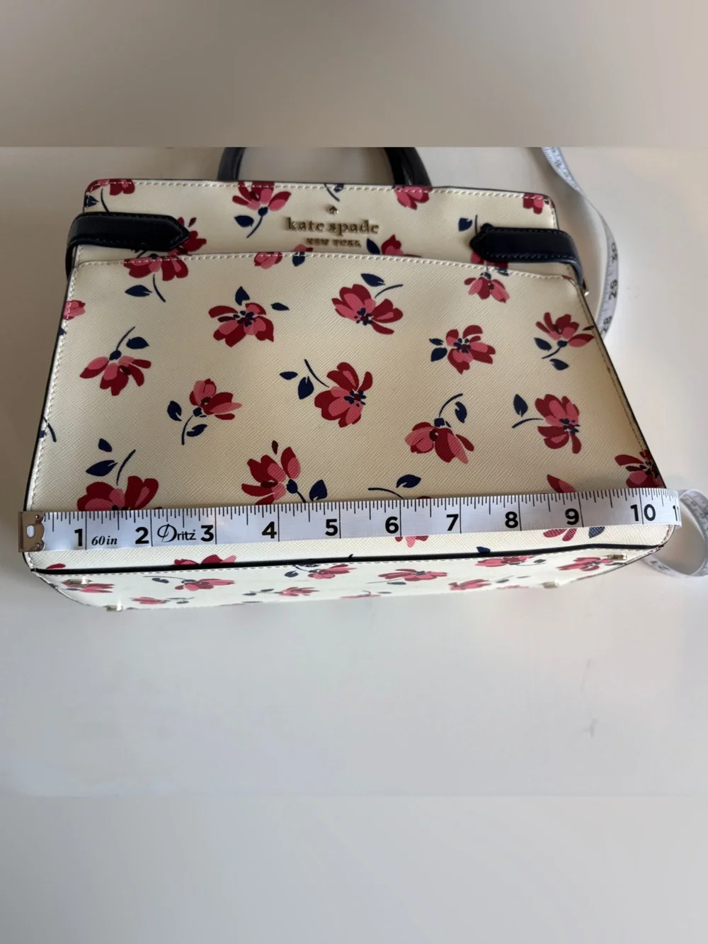 kate spade Cream Floral Satchel with Pink & Navy Accents